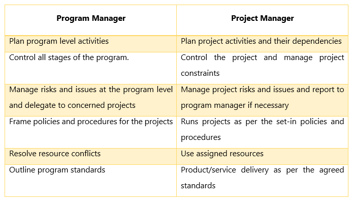 Program Manager vs Project Manager